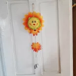 Napraforgó , tavaszi ajtódísz, szélcsengővel, 2db 
