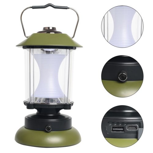 Bányászlámpa  stílusú LED kemping lámpa újratölthető akkumulátorral + powerbank