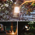Bányászlámpa  stílusú LED kemping lámpa újratölthető akkumulátorral + powerbank