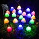 LED-es szolár lámpa, 12 db mini gomba, színes, leszúrható