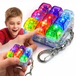 Világító Fidget Keychain Cube klikkelő stresszoldó billentyűzet kulcstartó 9 gombos
