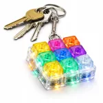Világító Fidget Keychain Cube klikkelő stresszoldó billentyűzet kulcstartó 9 gombos