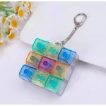 Világító Fidget Keychain Cube klikkelő stresszoldó billentyűzet kulcstartó 9 gombos