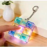 Világító Fidget Keychain Cube klikkelő stresszoldó billentyűzet kulcstartó 9 gombos