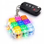 Világító Fidget Keychain Cube klikkelő stresszoldó billentyűzet kulcstartó 9 gombos