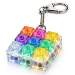 Világító Fidget Keychain Cube klikkelő stresszoldó billentyűzet kulcstartó 9 gombos