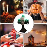 Koponyás gyertyatartó LED lángokkal, Halloweeni dekoráció
