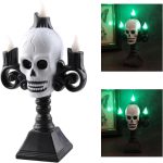 Koponyás gyertyatartó LED lángokkal, Halloweeni dekoráció