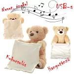 ÚJ! Visszabeszélő, hangutánzó, interaktív, éneklő, zenélő,  kukucs Mackó USB-vel 