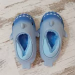 Téli, meleg cápapapucs, ombre cápa , szőrmés mamusz 30-35 méretig