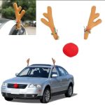 Karácsonyi rénszarvas agancs és orr autóra csengőkkel