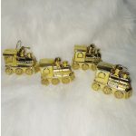 Csillogó mozdony, vonat karácsonyfadíszek, 4db-os 