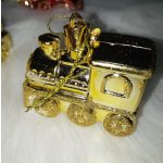 Csillogó mozdony, vonat karácsonyfadíszek, 4db-os 