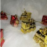 Csillogó mozdony, vonat karácsonyfadíszek, 4db-os 