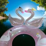 Hattyúpár úszógumi, romantikus csillámos 