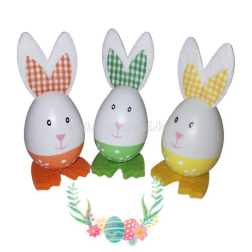 Húsvéti dekoráció, tojás nyuszik 3db/csomag