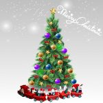 Karácsonyi festett fa vonat