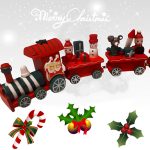 Karácsonyi festett fa vonat