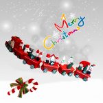 Karácsonyi festett fa vonat