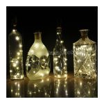 LED borosüveg dugó, fényfűzér, elemes, 20 led, 2 méter 3db