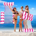 Felfújható strandfotel, 3 részes, hálós, csíkos, több színben 