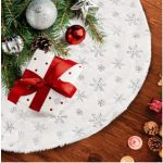 120cm karácsonyfatalp takaró, karácsonyfa szoknya ,mintás fehér szőrme