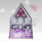 Rózsaszín, pink, ezüst karácsonyfadísz csomag 12db-os 