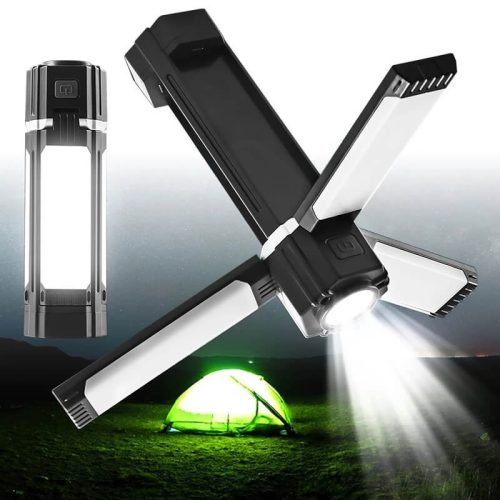 Többfunkciós összecsukható LED+COB kemping és munkalámpa,  Powerbank újratölthető akkumulátorral