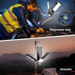 Többfunkciós összecsukható LED+COB kemping és munkalámpa,  Powerbank újratölthető akkumulátorral