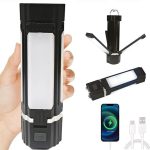 Többfunkciós összecsukható LED+COB kemping és munkalámpa,  Powerbank újratölthető akkumulátorral