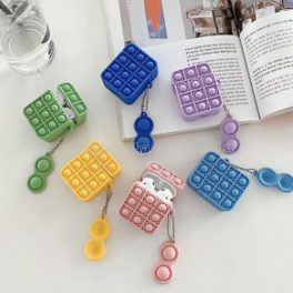 AirPods 1 2 , vezeték nélküli bluetooth  fülhallgató tok , Push Pop it  Bubble Fidget + kulcstartó 