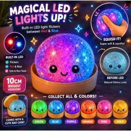   Metálos Glitteres világító Squishy Dumpling stresszoldó játék nagy