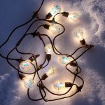 Kültéri csillámos égősor, villanykörte formájú dekorációs fényfüzér, sorolható, 5m