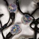 Kültéri csillámos égősor, villanykörte formájú dekorációs fényfüzér, sorolható, 5m