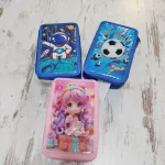 3 részes, töltött tolltartó, 3D mintával, többféle 