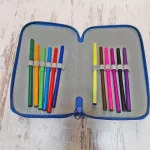 3 részes, töltött tolltartó, 3D mintával, többféle 