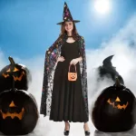 Boszorkány mintás köpeny Halloween , boszorkány, varázsló palást színes 