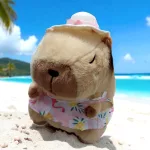 Plüss capybara család nyári ruhában