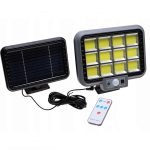 Szuper erős fényű kültéri, mozgásérzékelős, távirányítós LED lámpa, 144 COB