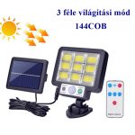 Szuper erős fényű kültéri, mozgásérzékelős, távirányítós LED lámpa, 144 COB