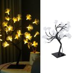 Dekoratív fa formájú éjjelilámpa, 24 db világító cseresznye virággal