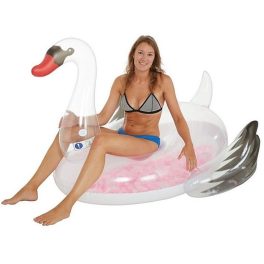 Nagy tollas hattyú úszósziget, felfújható matrac 155x145x105 cm 