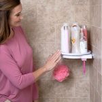 360°-ban forgatható szerelésmentes sarokpolc - zuhanyzóba, fürdőszobába, konyhába