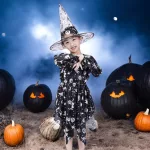 Halloween boszorkány jelmez szett, 2 részes , gyerek méret 
