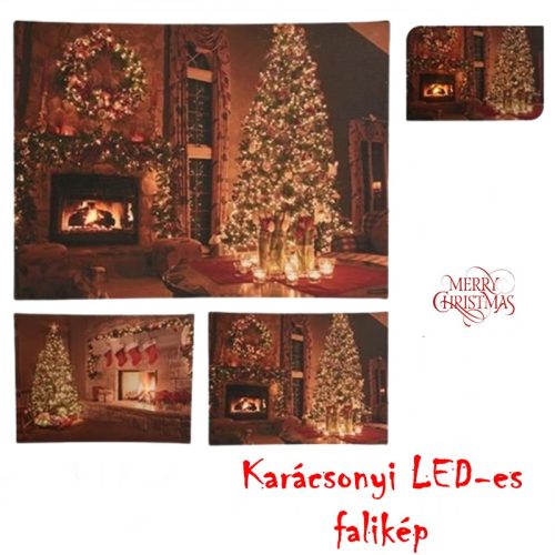 Karácsonyi, LED-es, világító falikép 