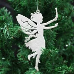 Glitteres, csillogó, fehér karácsonyfa díszek 