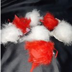 Tollas, pihés karácsonyfadísz, piros és fehér gömb 3db