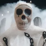 Felakasztható koponya, csontváz, szellem halloween dekoráció 80cm