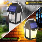 Napelemes, mozgásérzékelős, wolfram izzószál hatású kültéri LED lámpa, 3 izzóval 