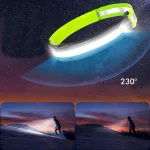 Újratölthető COB LED-es fejlámpa, szuperfényes, 230°-os széles fénysugárral, fényvisszaverő fejpánttal